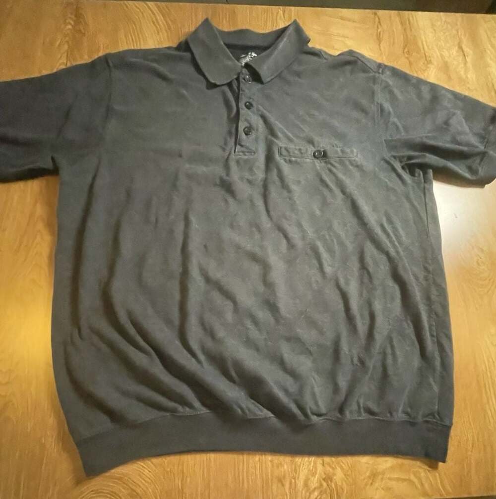 David Taylor Collection Men's Black Textured Short Sleeve Polo Shirt with Chest